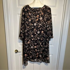Avenue Sheer Sleeve Floral Print Dress